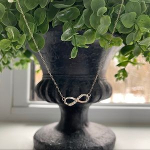 Silver Infinity Necklace w/ Cubic Zirconia Stones
